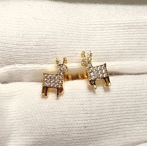 14k gold plated sterling silver cubic zirconia reindeer earrings